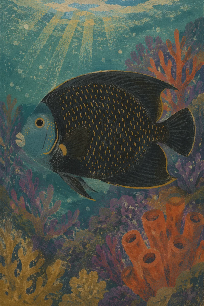 Golden Speckled Tropical Reef Fish Underwater