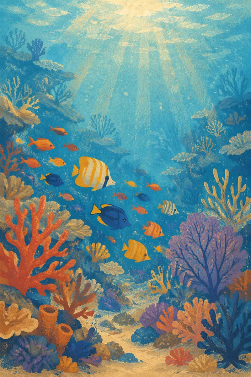Tropical Fish Over Peaceful Coral Reef