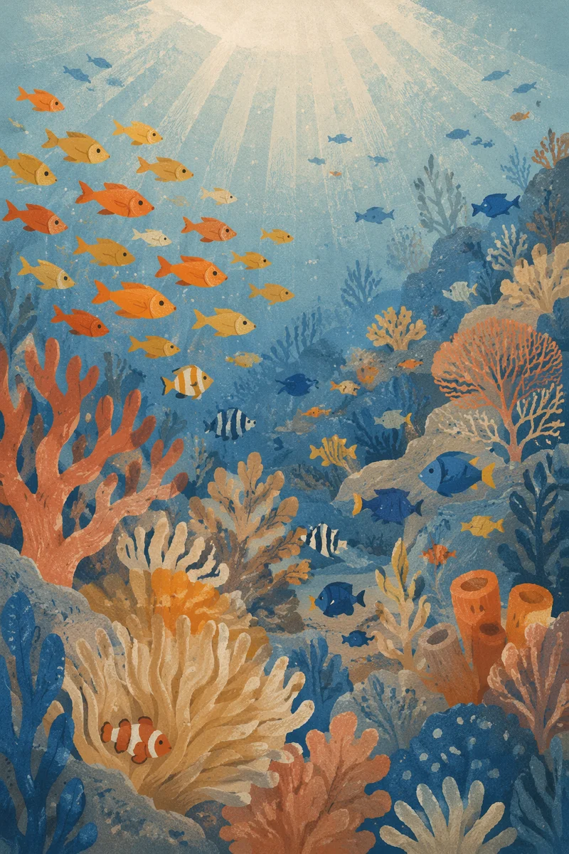 Tropical Fish Over Vibrant Coral Reef