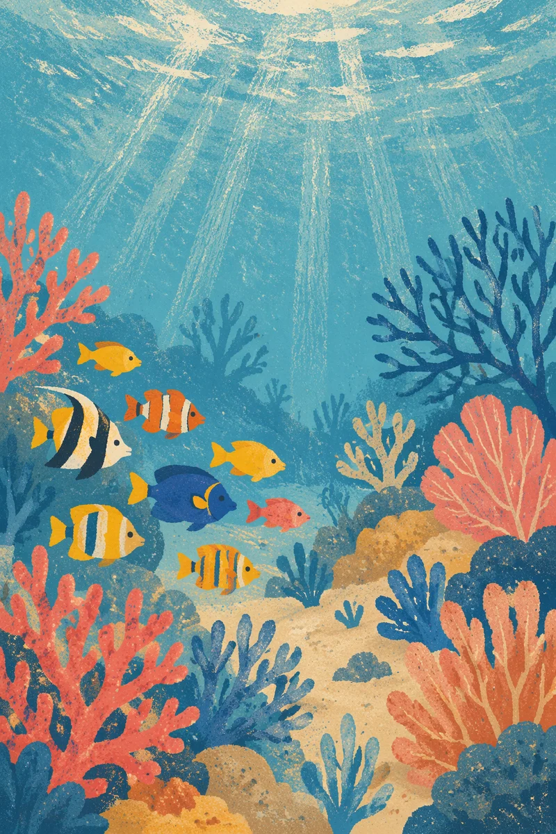 Tropical Fish Over Peaceful Coral Reef