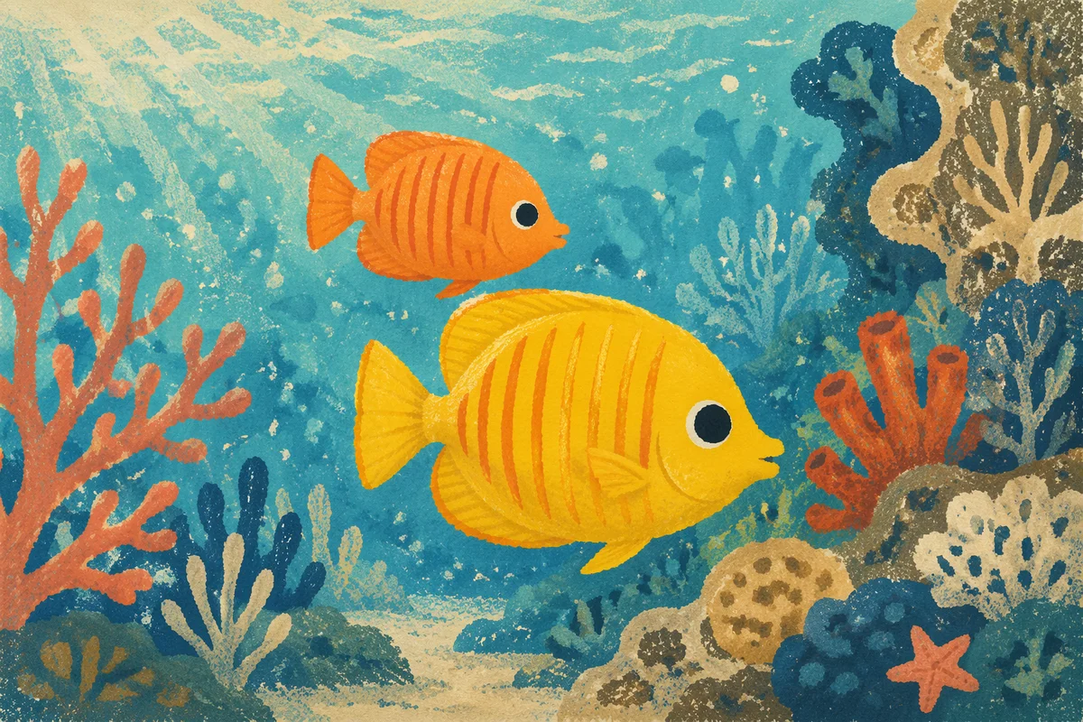 Bright Tropical Fish in Coral Lagoon