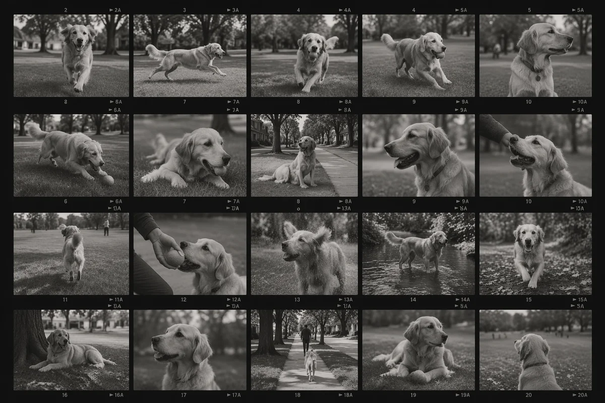 Vintage Golden Retriever Park Contact Sheet