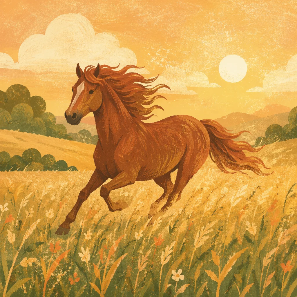 Majestic Horse Running Free at Golden Hour