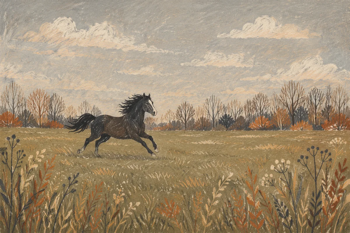 Majestic Horse Running Through Open Meadow