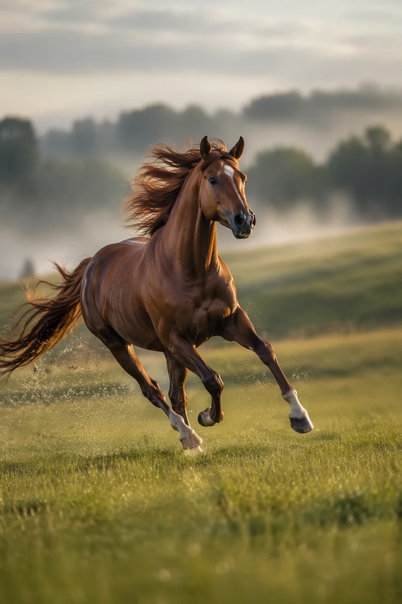 Majestic Horse Running Free at Dawn