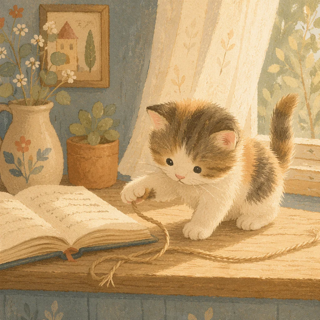 Playful Fluffy Kitten in Morning Light