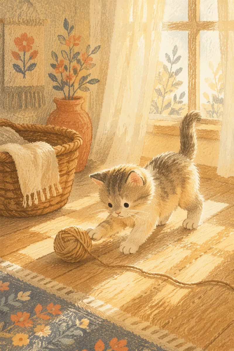 Playful Fluffy Kitten in Morning Light