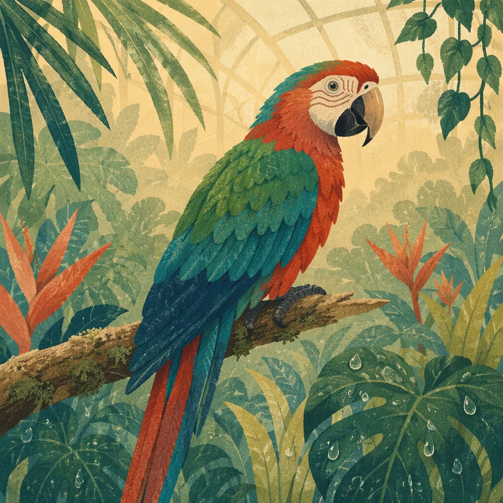 Colorful Tropical Parrot on Natural Perch
