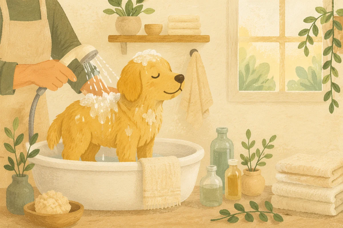 Gentle Dog Spa Bath in Morning Light