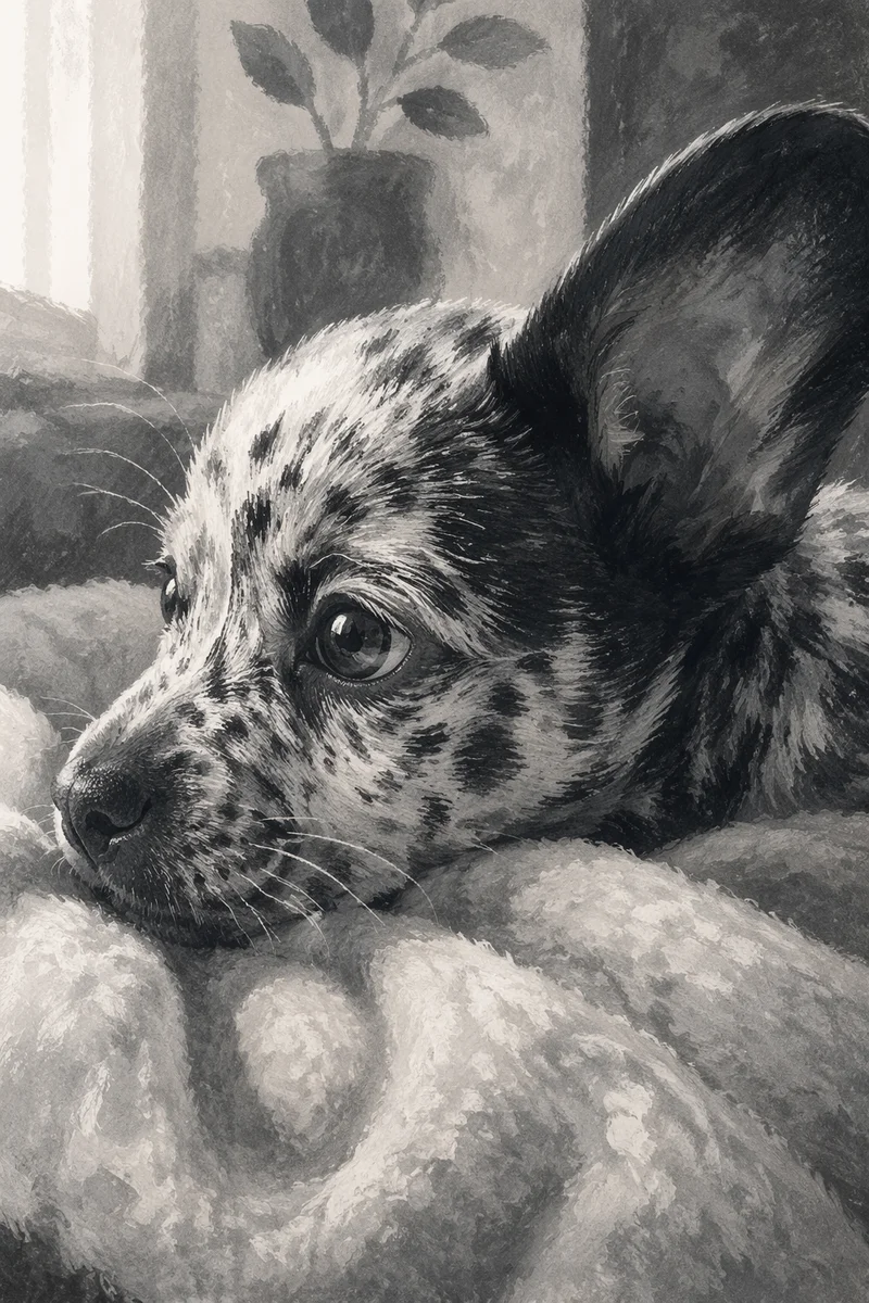 Tender Black and White Puppy Portrait
