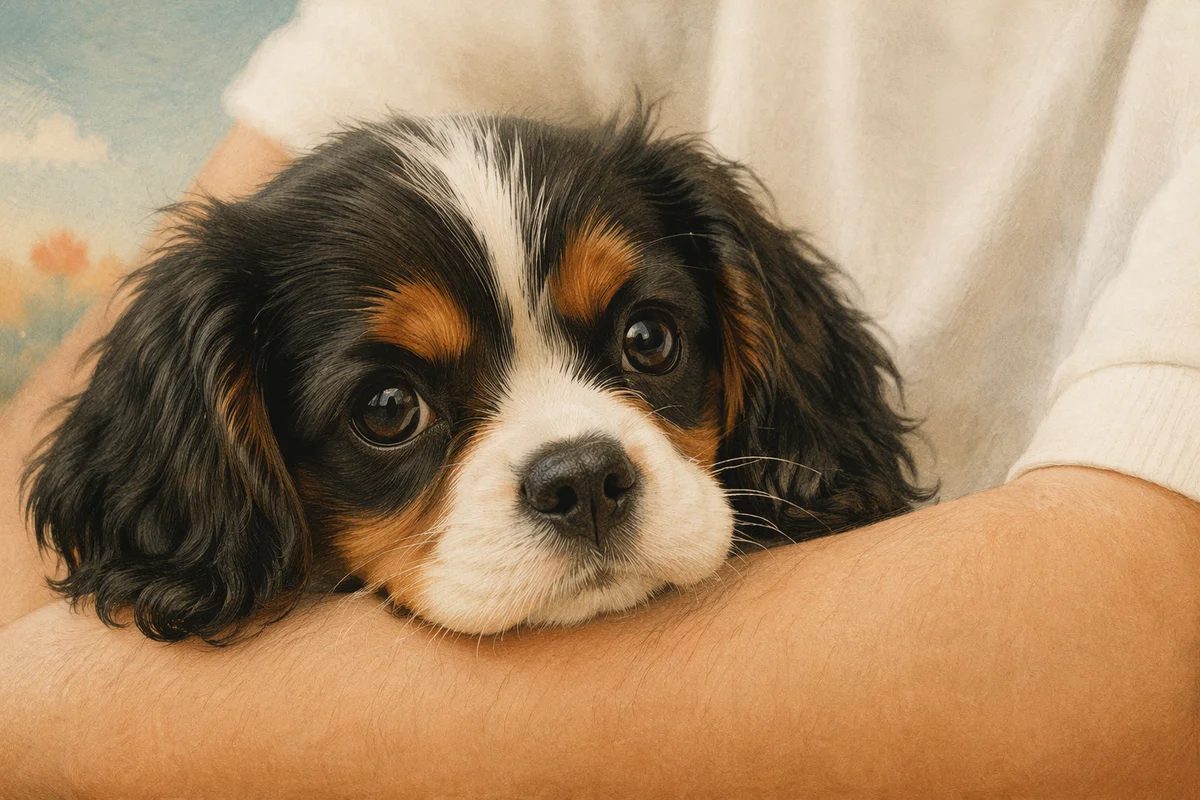 Tender Tricolor Puppy With Adorable Eyes