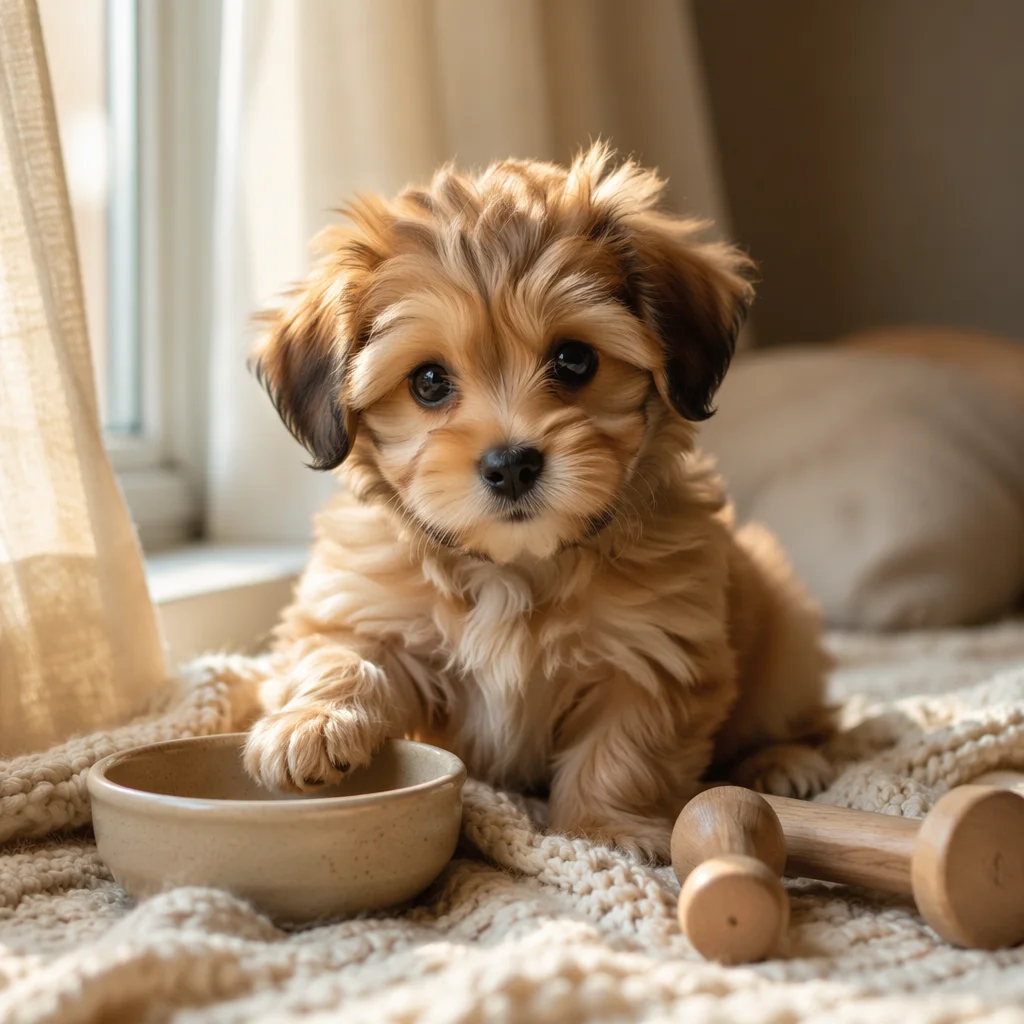 Cute Puppy by Sunlit Farmhouse Window