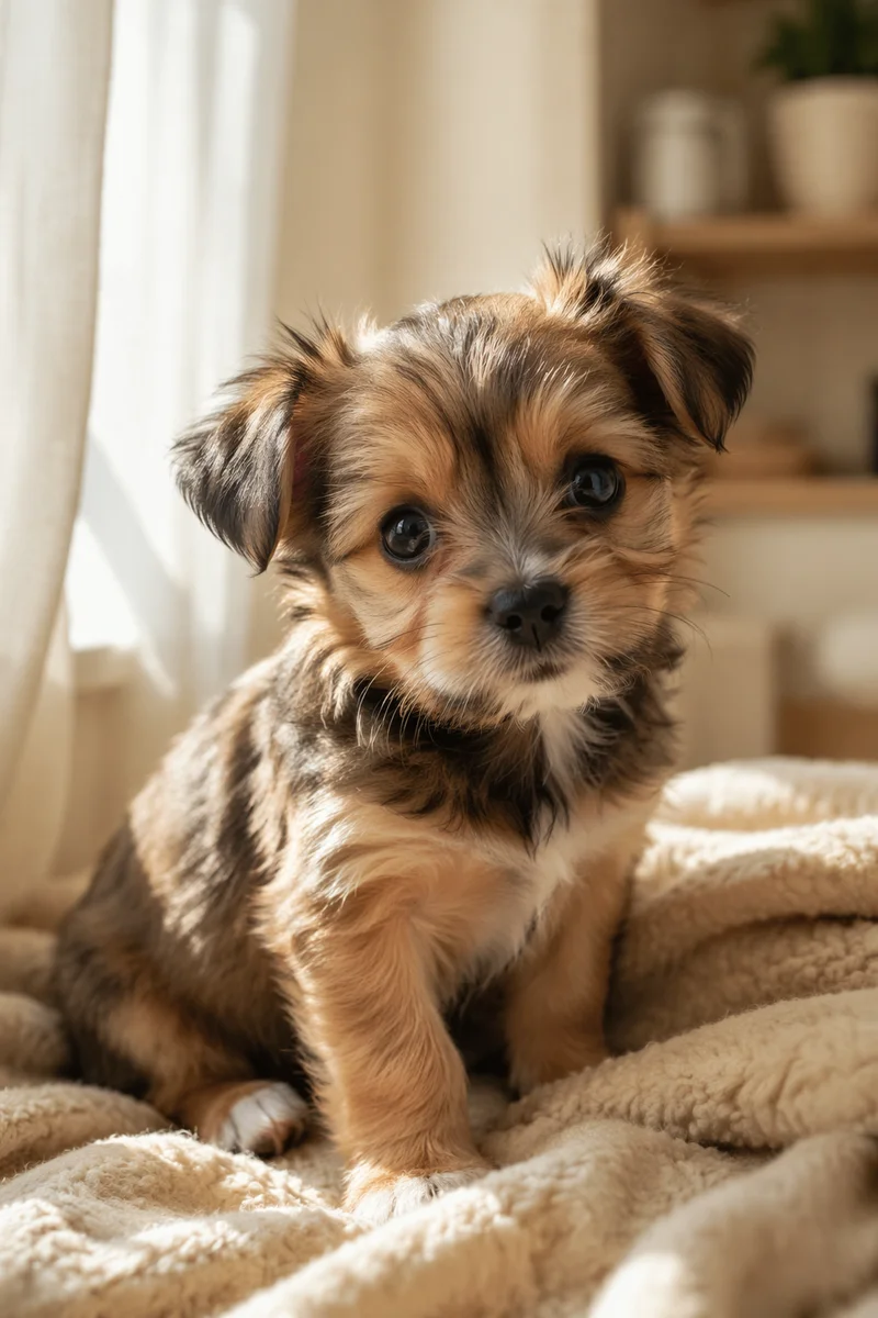 Adorable Puppy by Sunlit Window