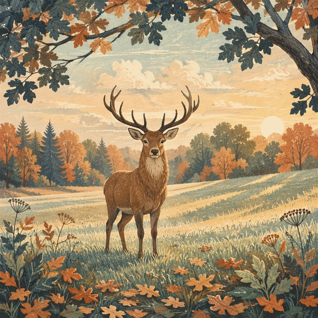 Majestic Stag in Golden Dawn Forest