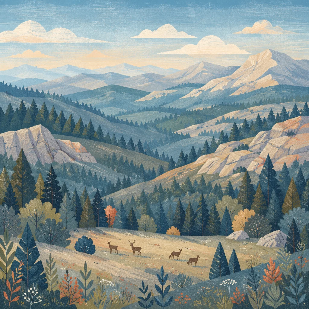 Morning Deer in Misty Forest Wilderness