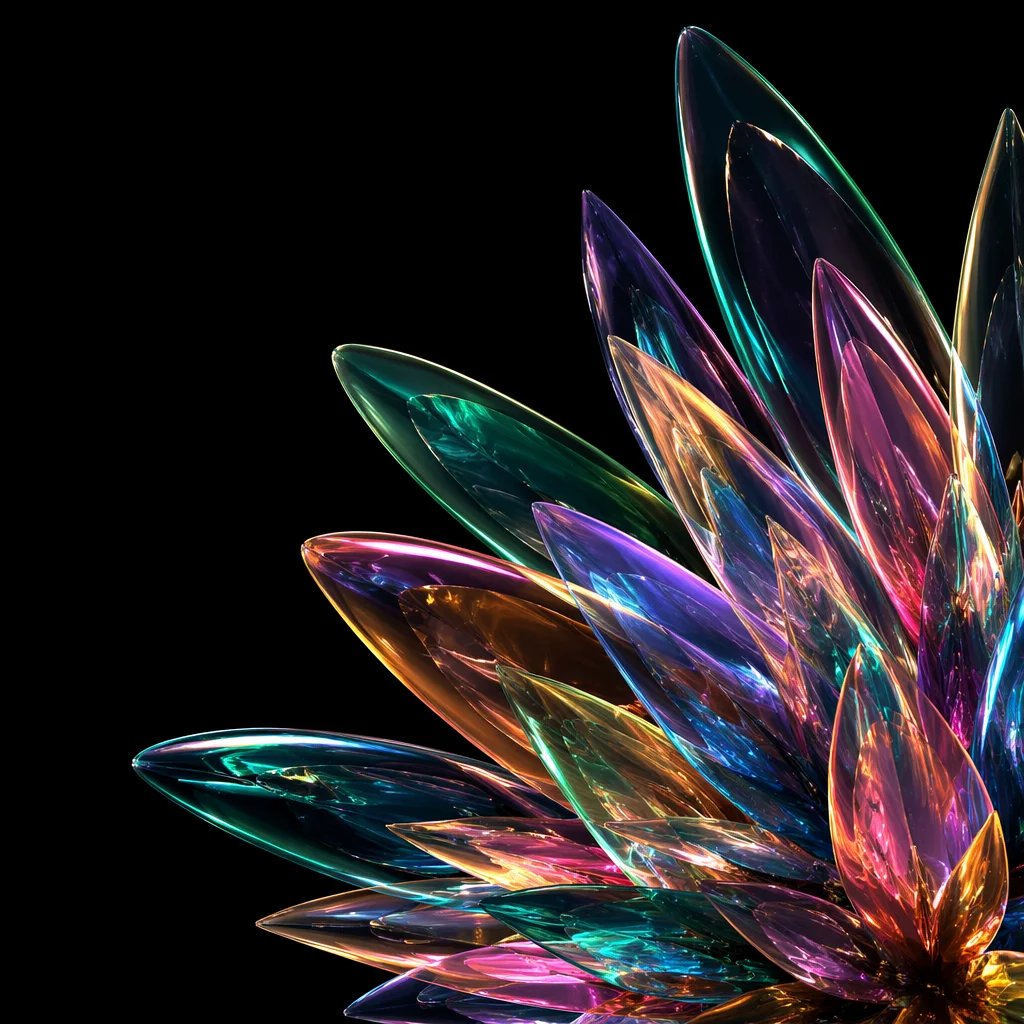 Iridescent Glass Flowerburst on Black