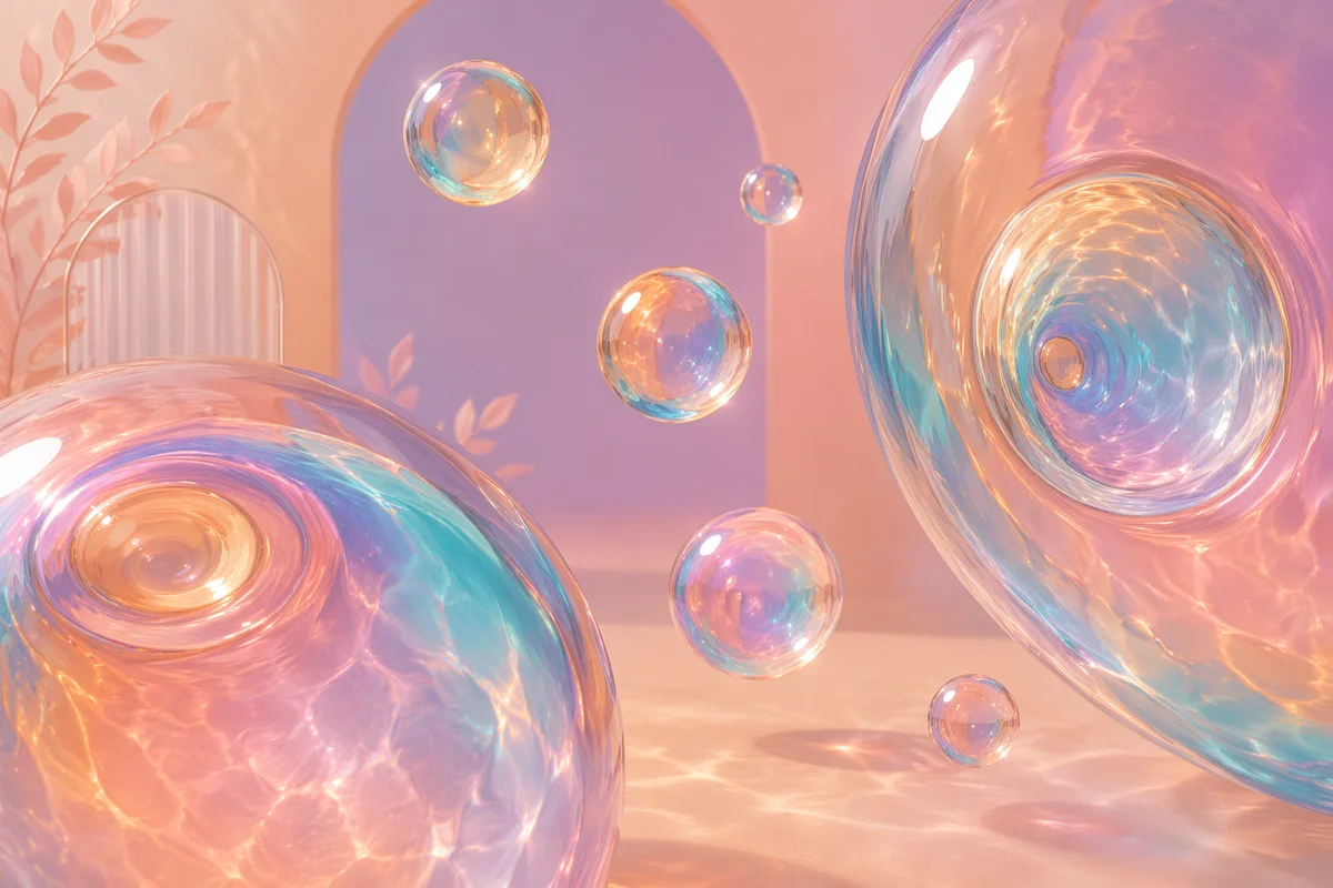 Iridescent Glass Spheres Pastel 3D Background