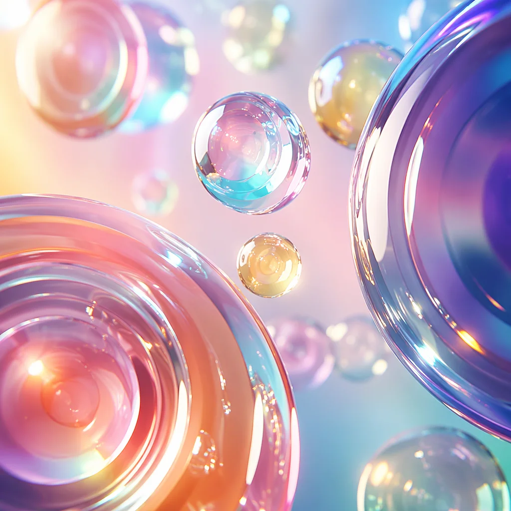 Iridescent Glass Spheres Pastel 3D Background