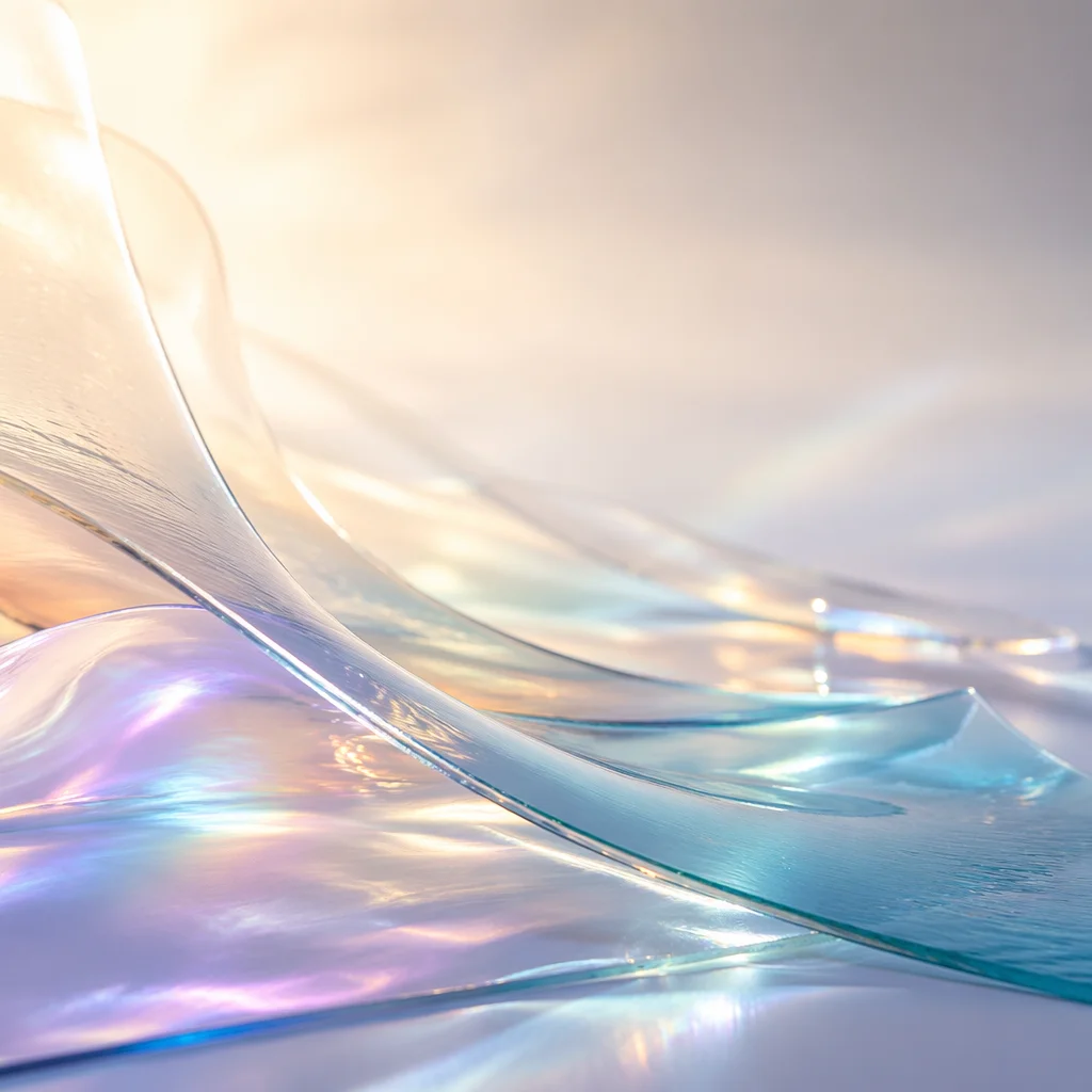 Iridescent Glass Waves on Studio Surface