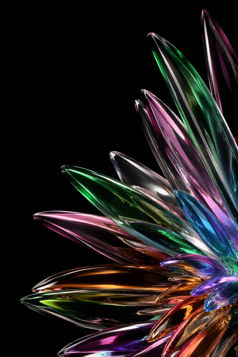 Iridescent Glass Flowerburst Abstract Background