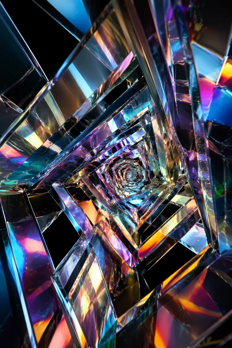 Iridescent Glass Prism Tunnel Background