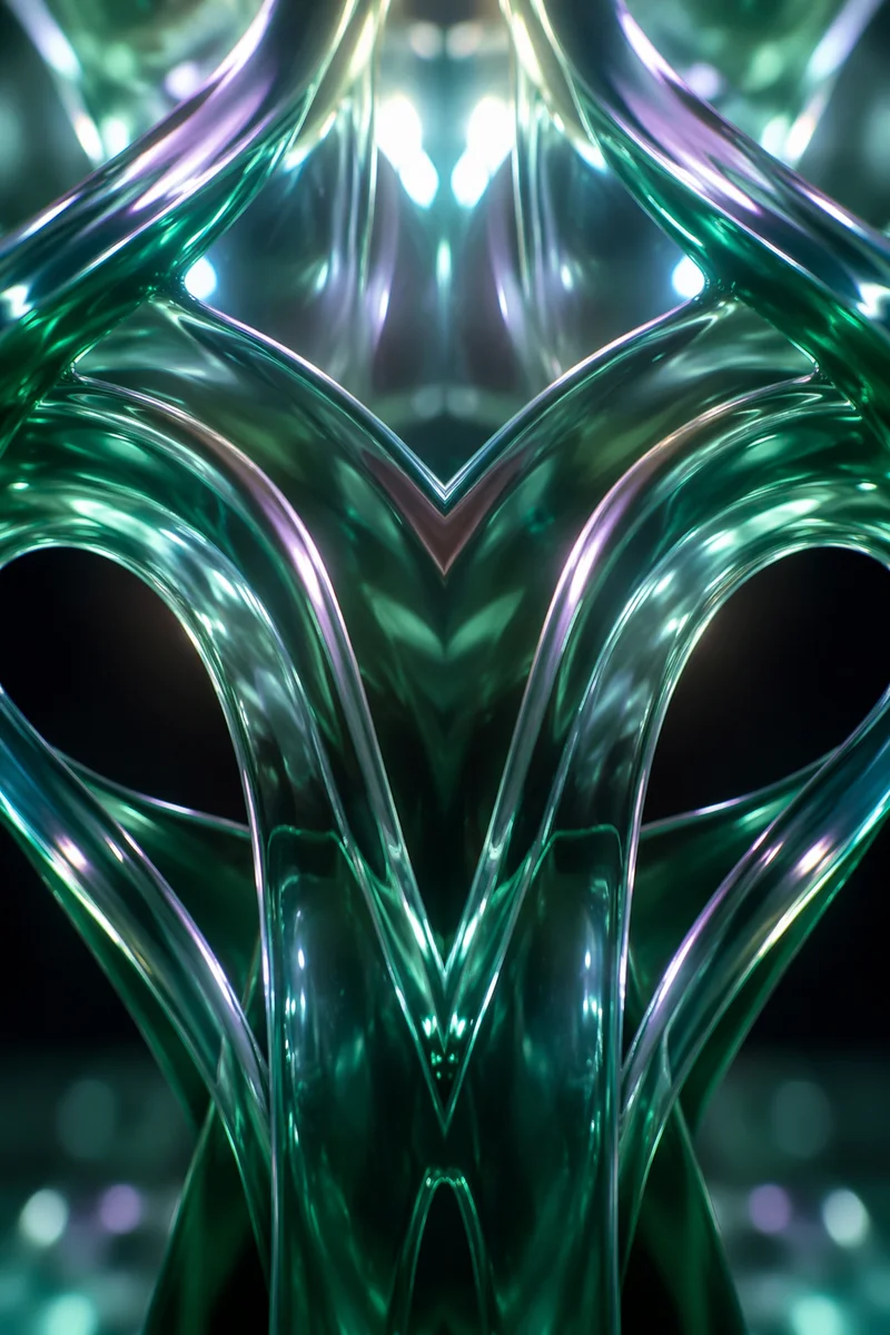 Iridescent Emerald Glass Abstract Symmetry
