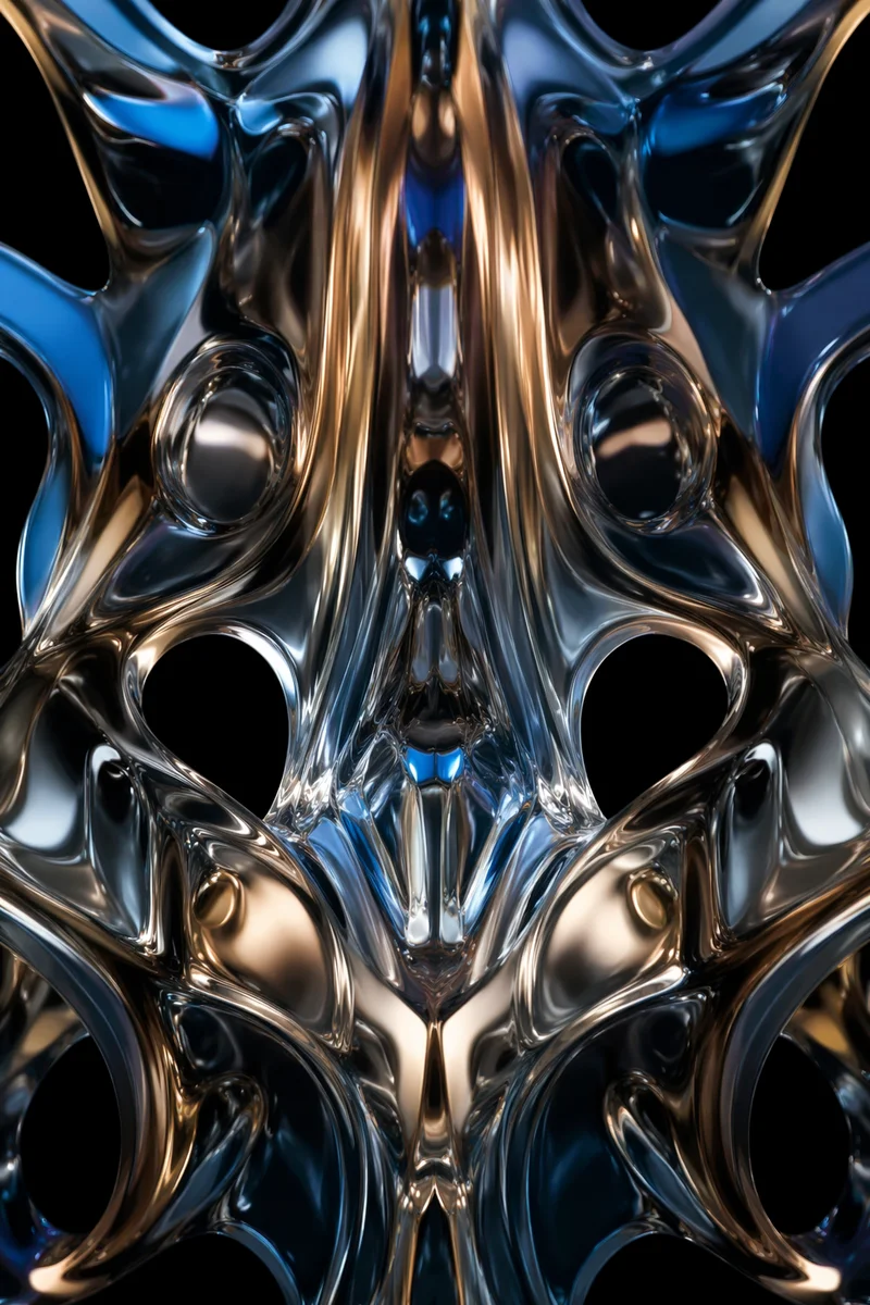 Centered Iridescent Glass Abstract Sculpture