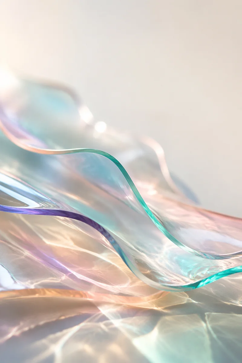 Iridescent Glass Waves Abstract Background