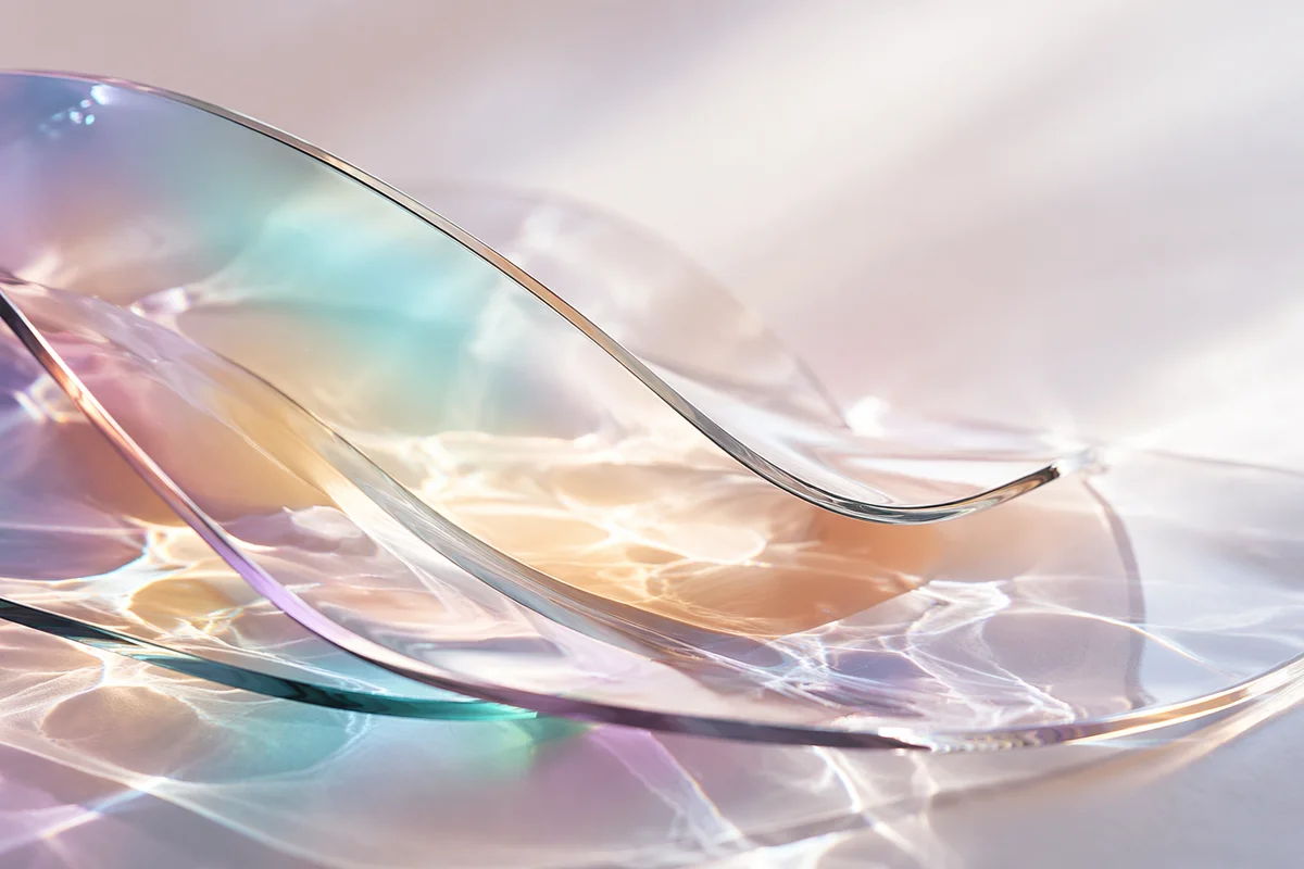Iridescent Glass Waves Abstract Background