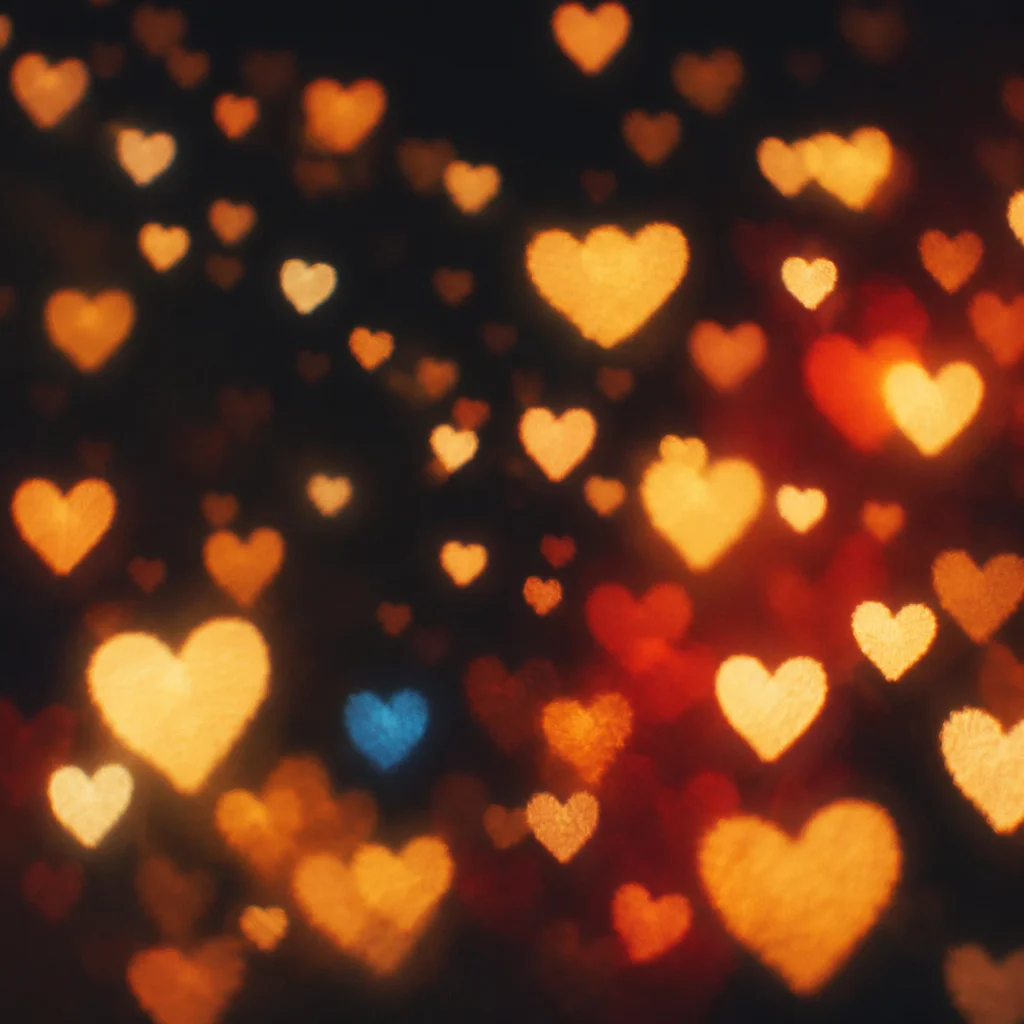 Golden Cream Heart Bokeh Background