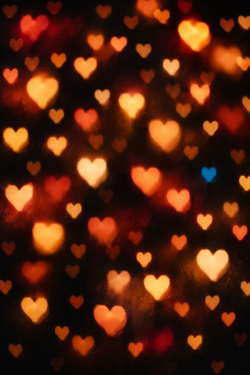 Golden Heart Bokeh Lights Background