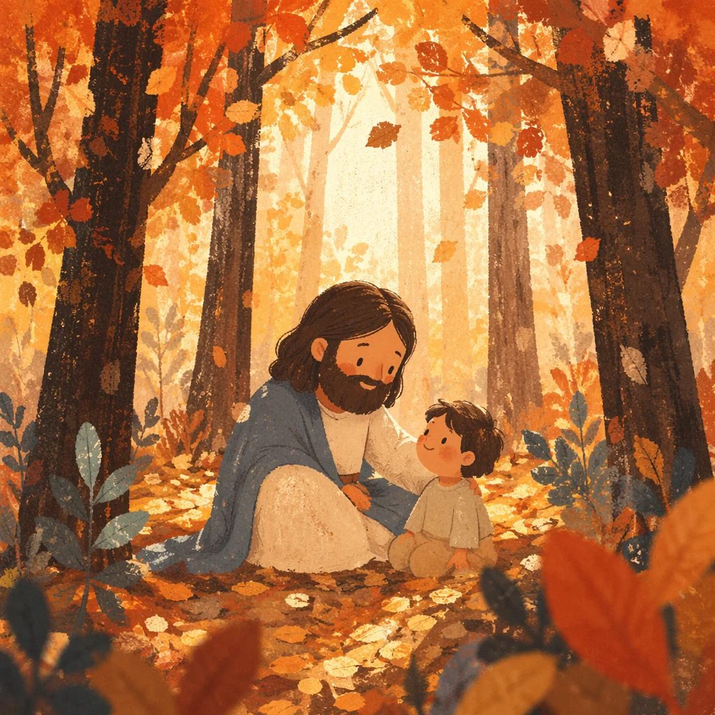 Golden Autumn Leaves in Warm Forest Light