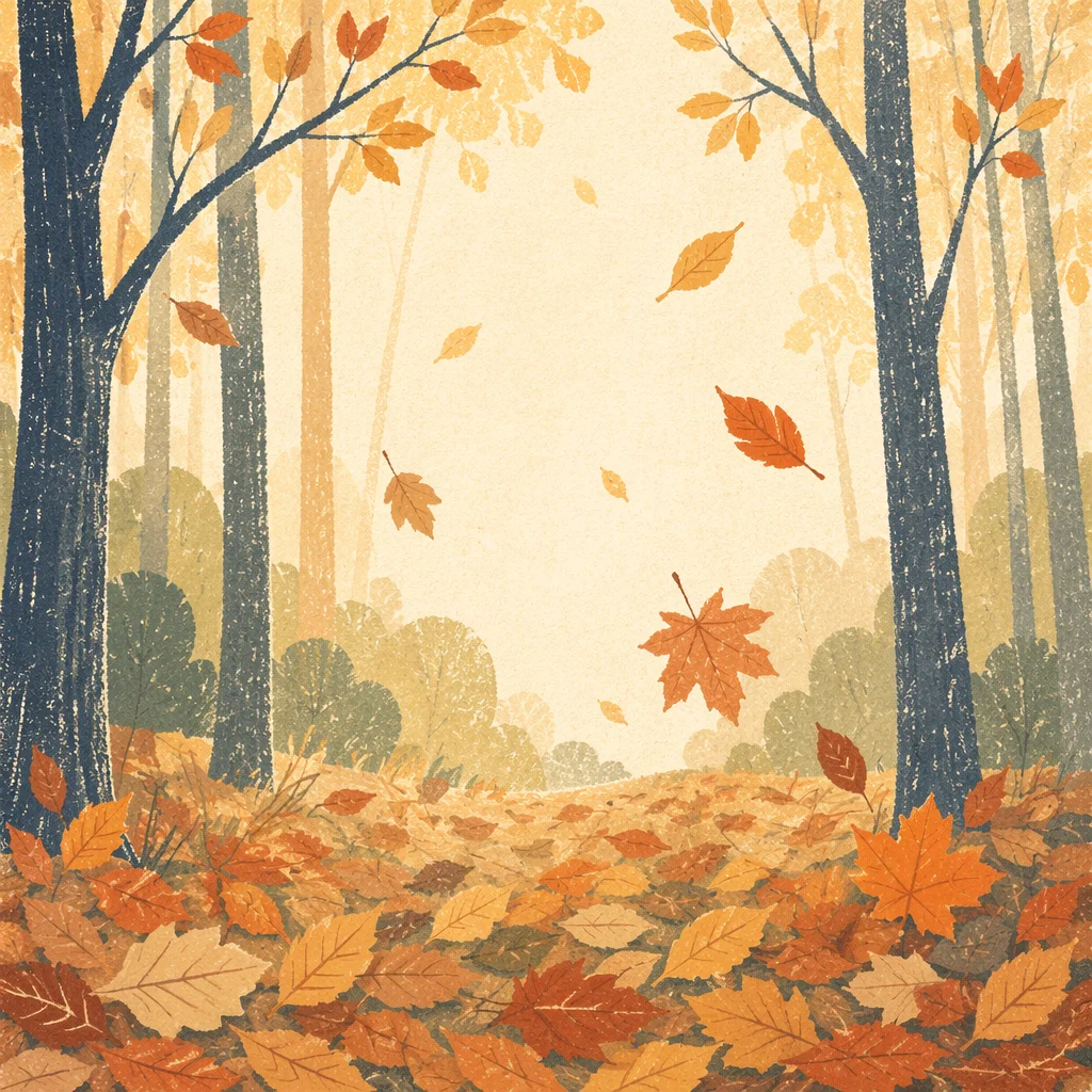 Golden Autumn Leaves Woodland Background