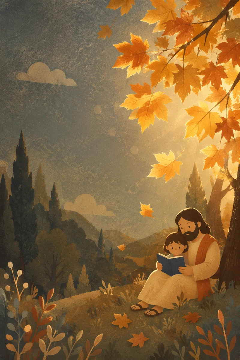 Golden Autumn Leaves in Warm Forest Light
