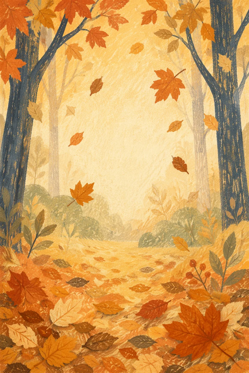Golden Autumn Leaves Woodland Background