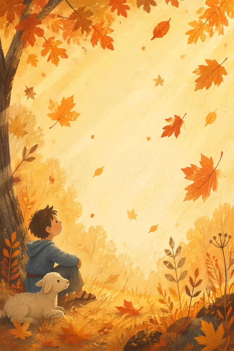 Golden Autumn Leaves in Warm Woodland Light