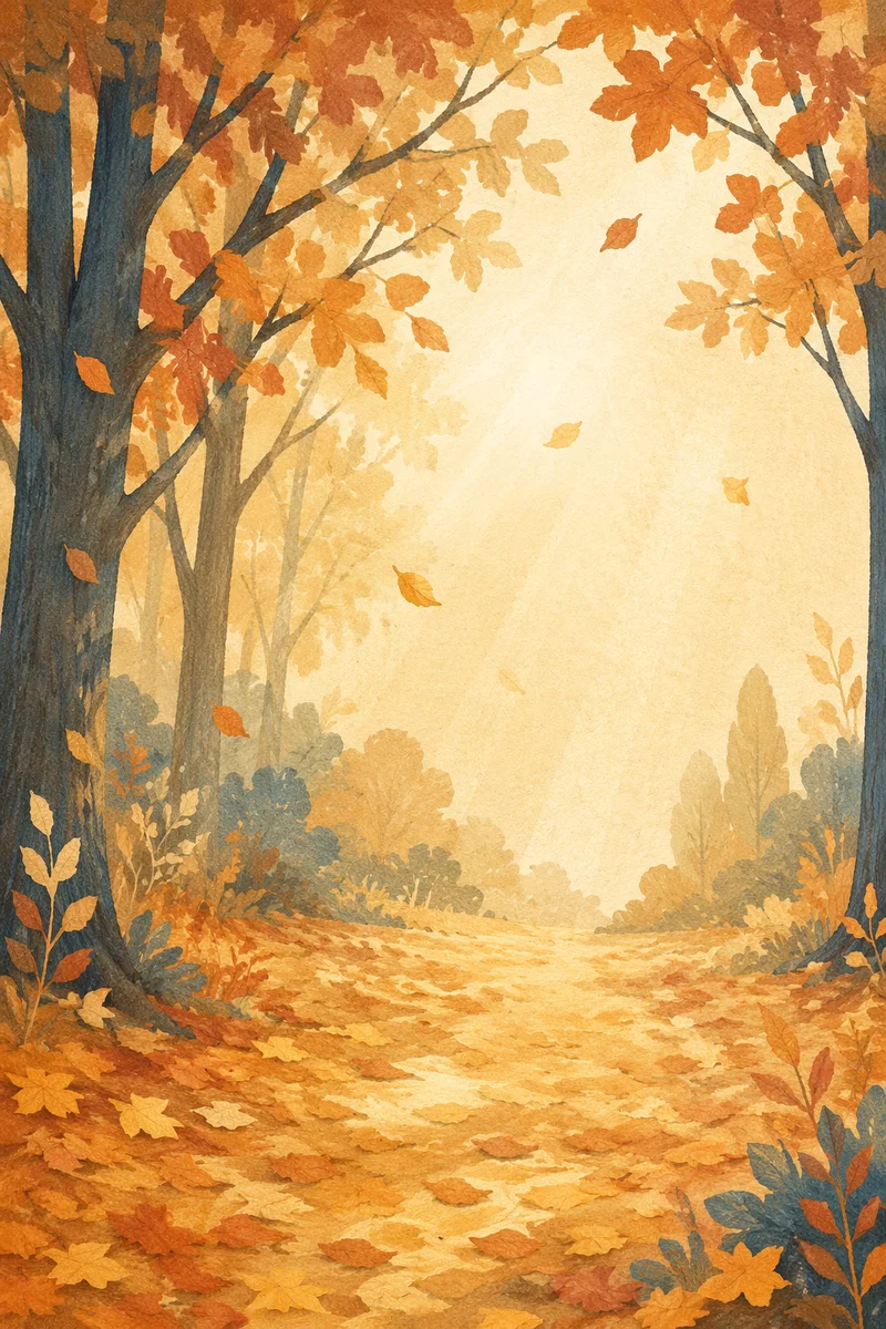 Golden Autumn Woodland Path Background