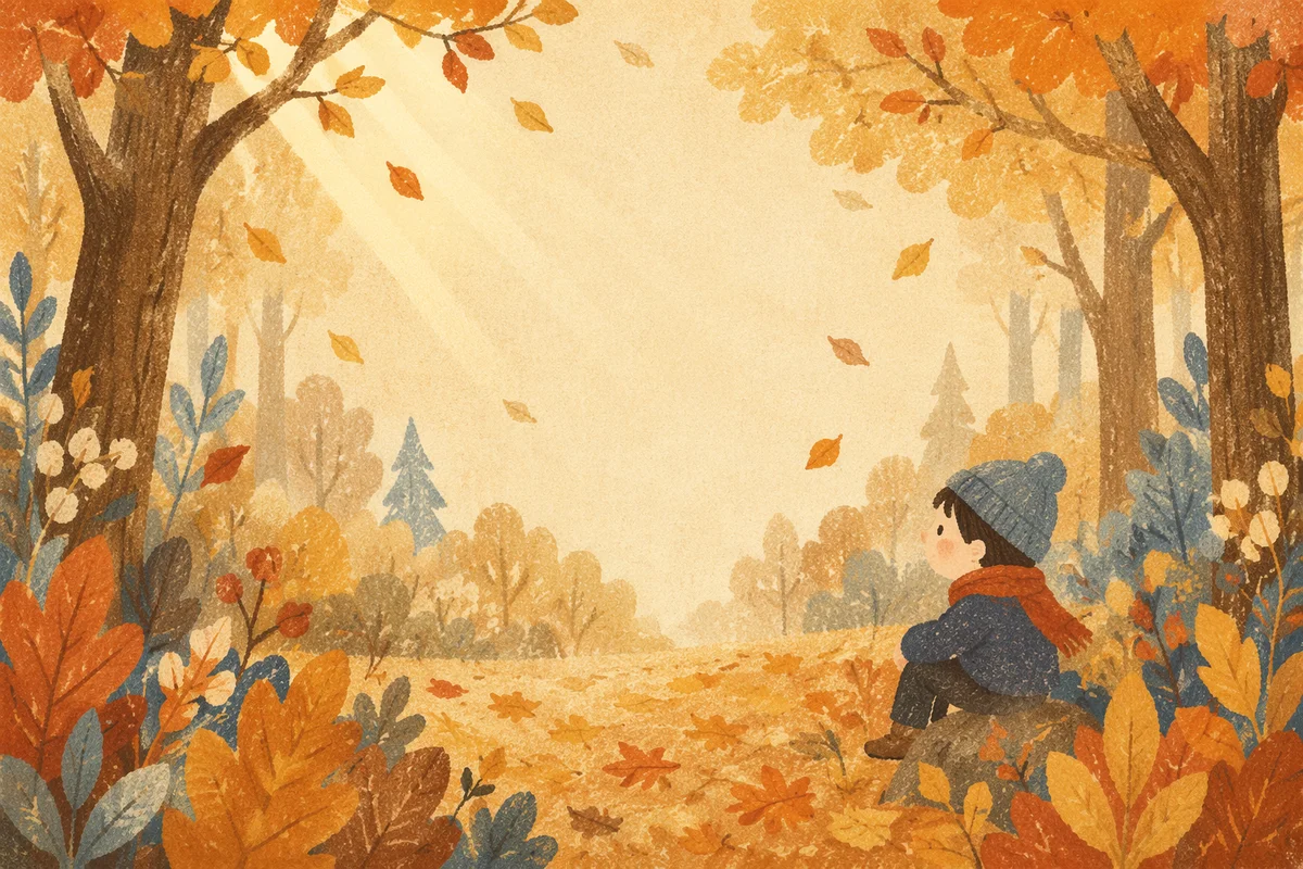 Golden Autumn Leaves Woodland Background