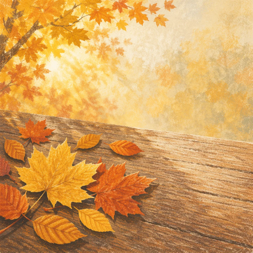 Golden Autumn Leaves Background with Text Space