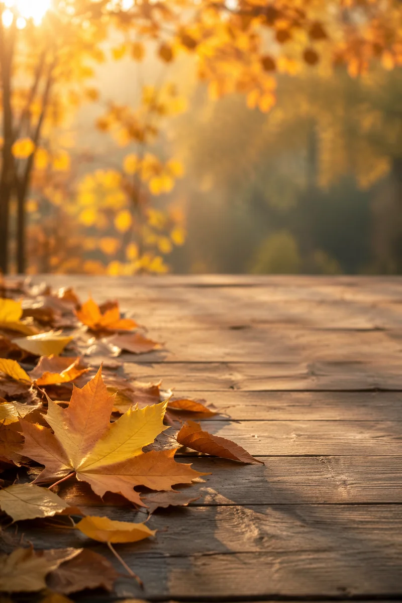 Golden Autumn Leaves Background with Text Space