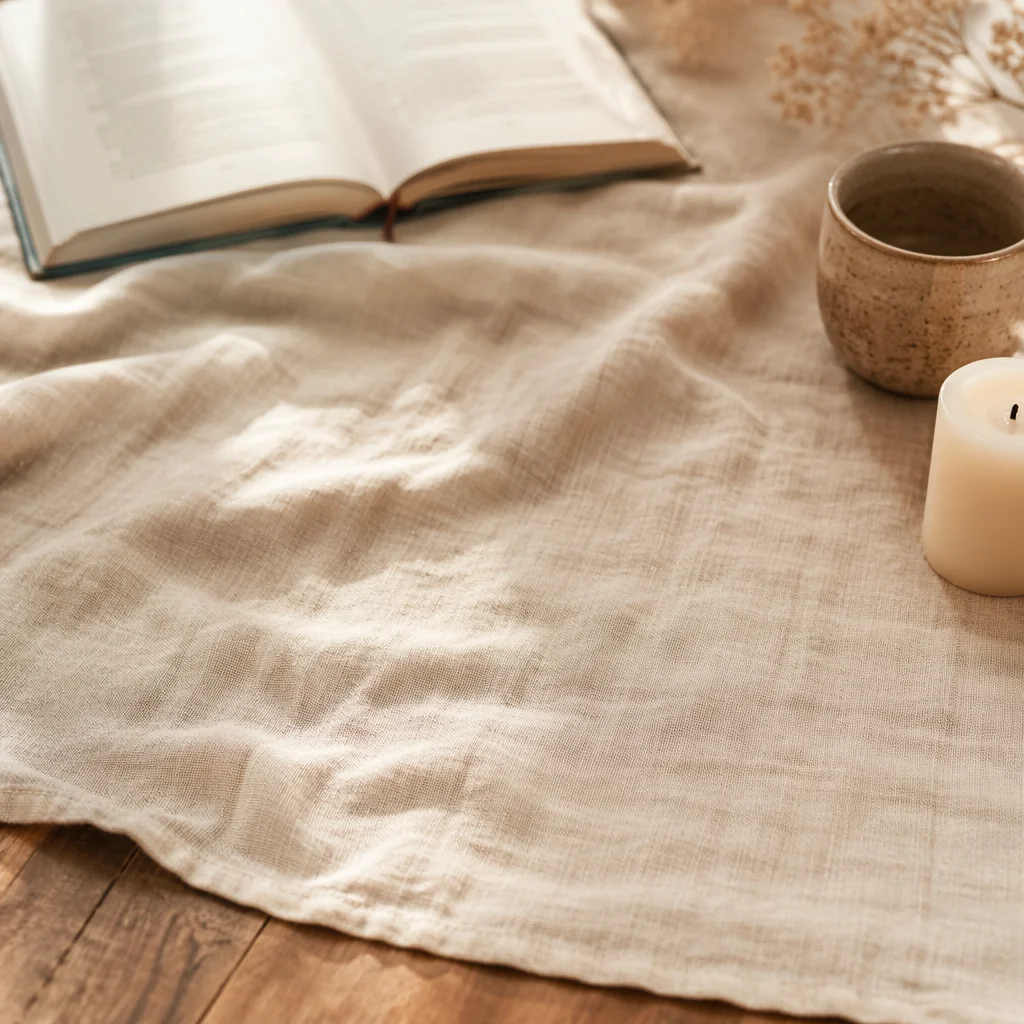 Warm Cream Linen Table Flat Lay