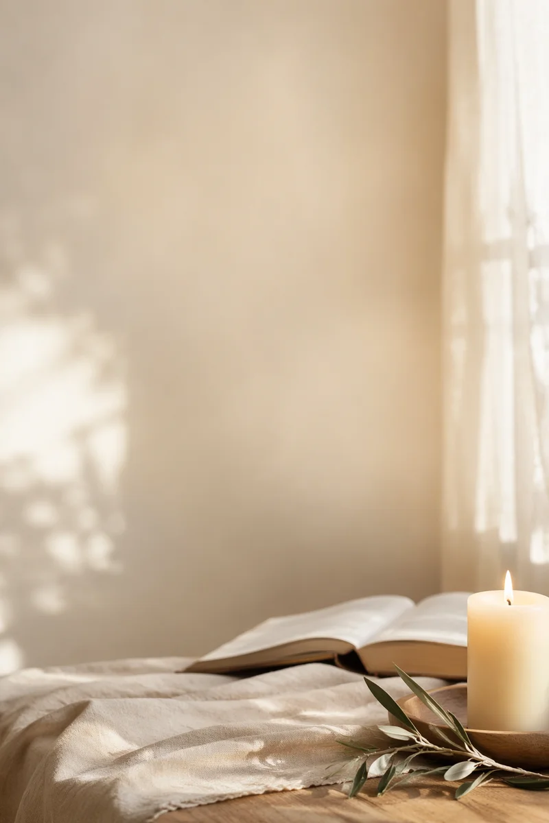 Warm Cream Candle and Linen Table