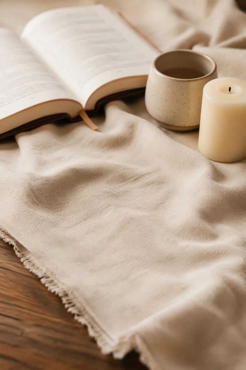 Warm Cream Linen Table Flat Lay