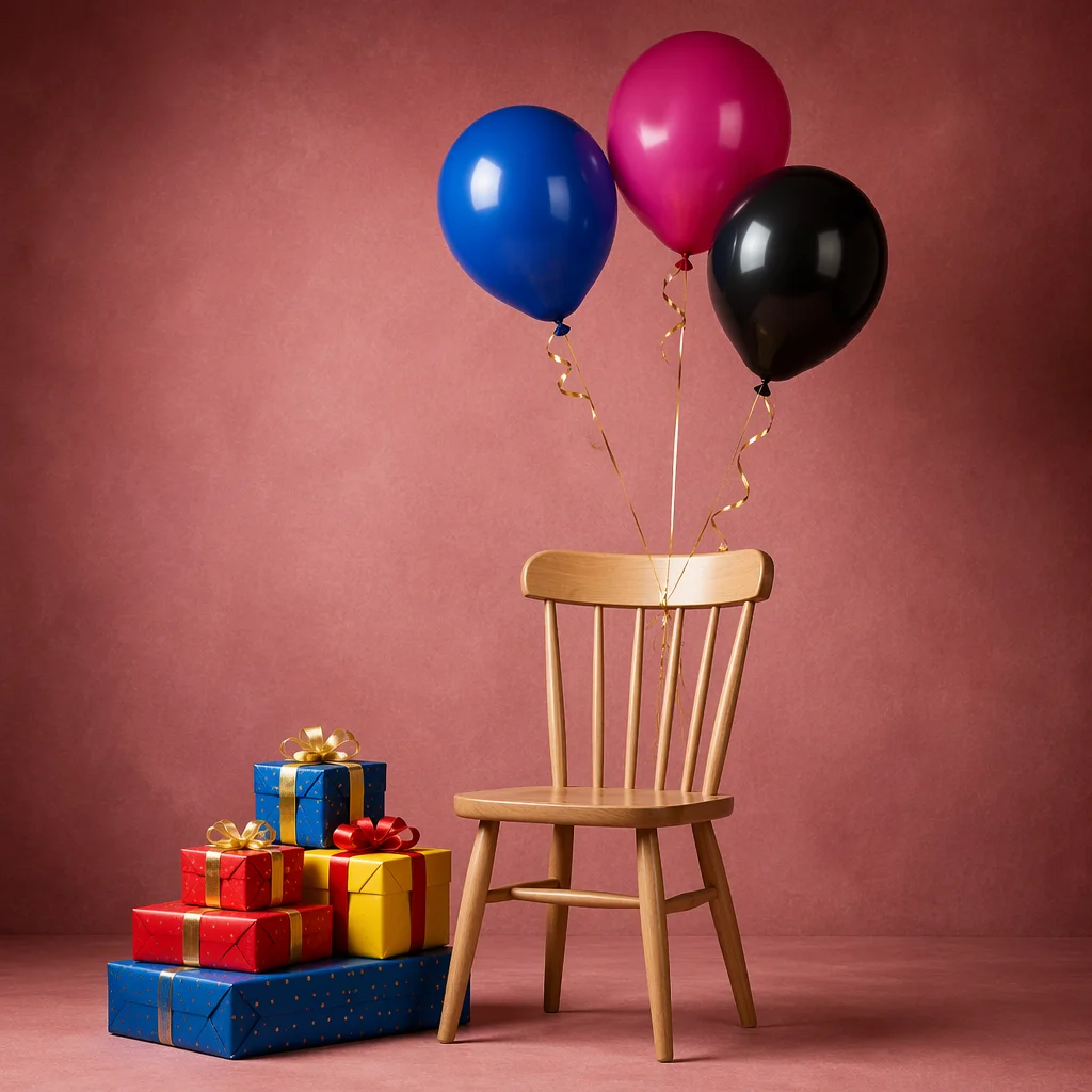 Elegant Birthday Balloons and Gift Background