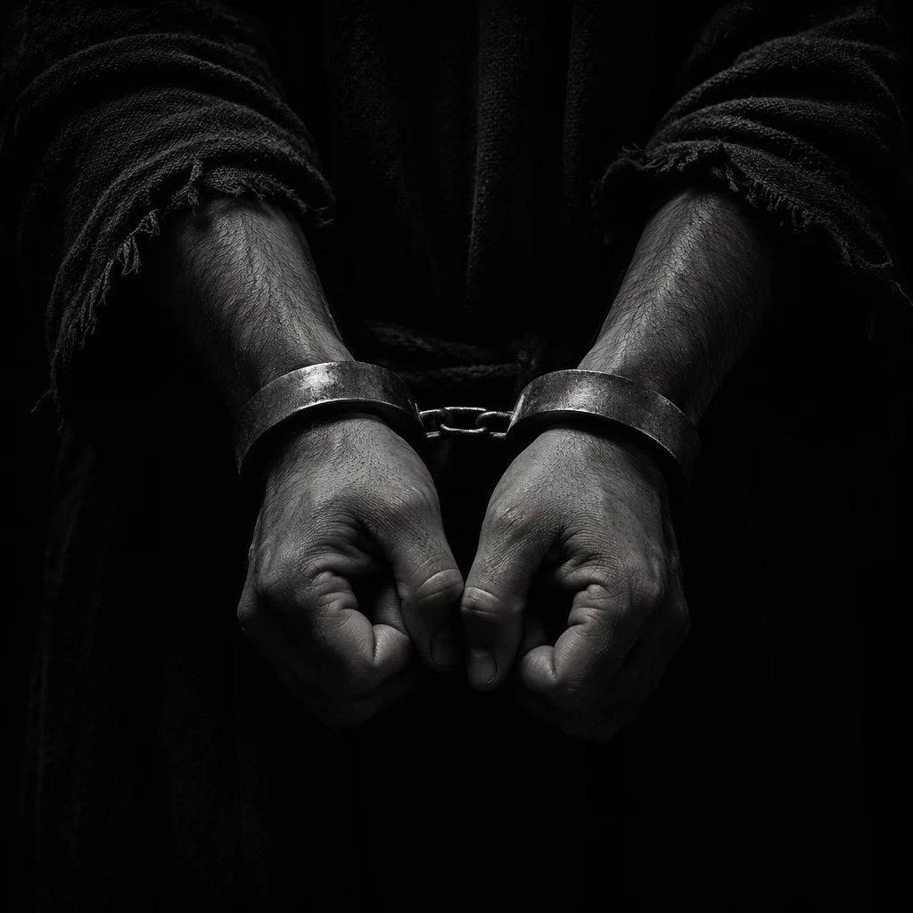 Restrained Hands on Deep Black Background