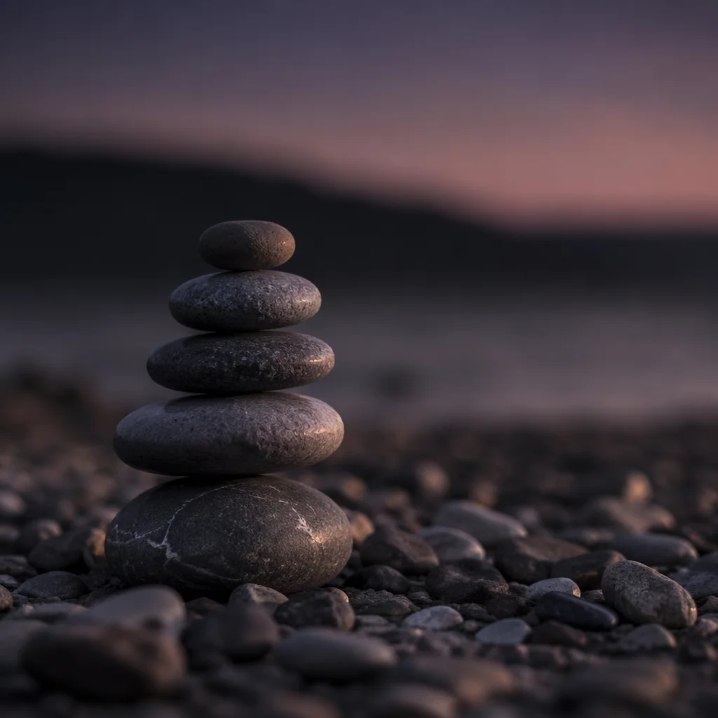 Twilight Stone Cairn on Dark Background