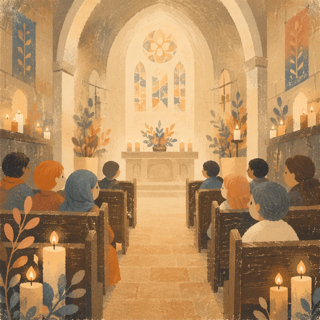 Warm Blurred Chapel Candles Background
