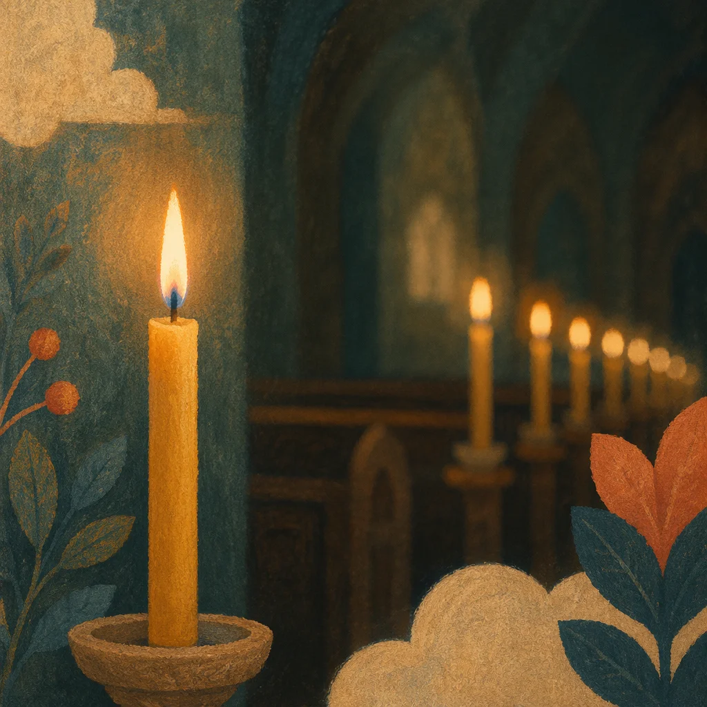 Warm Chapel Candle Bokeh Background