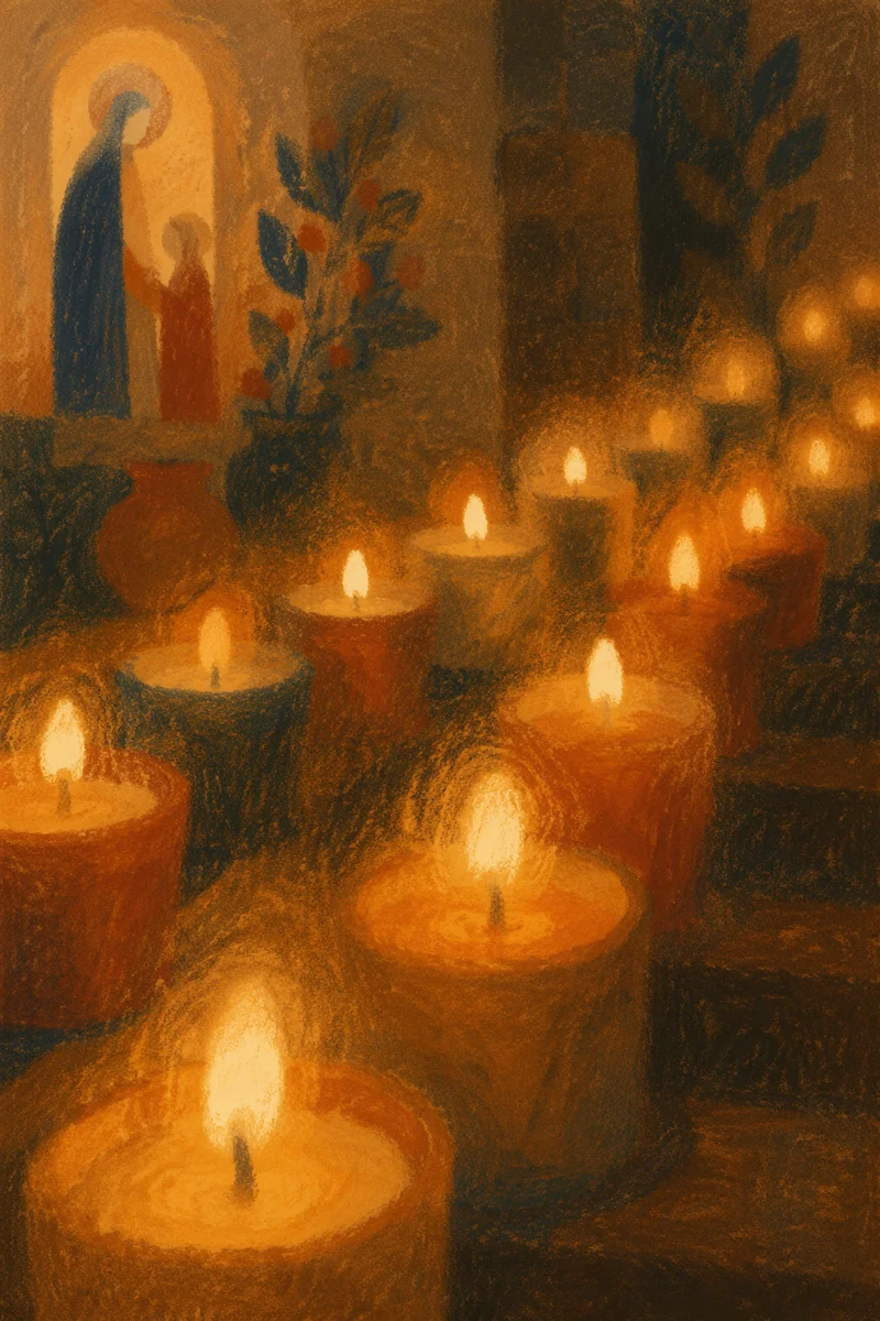 Warm Chapel Candle Bokeh Background
