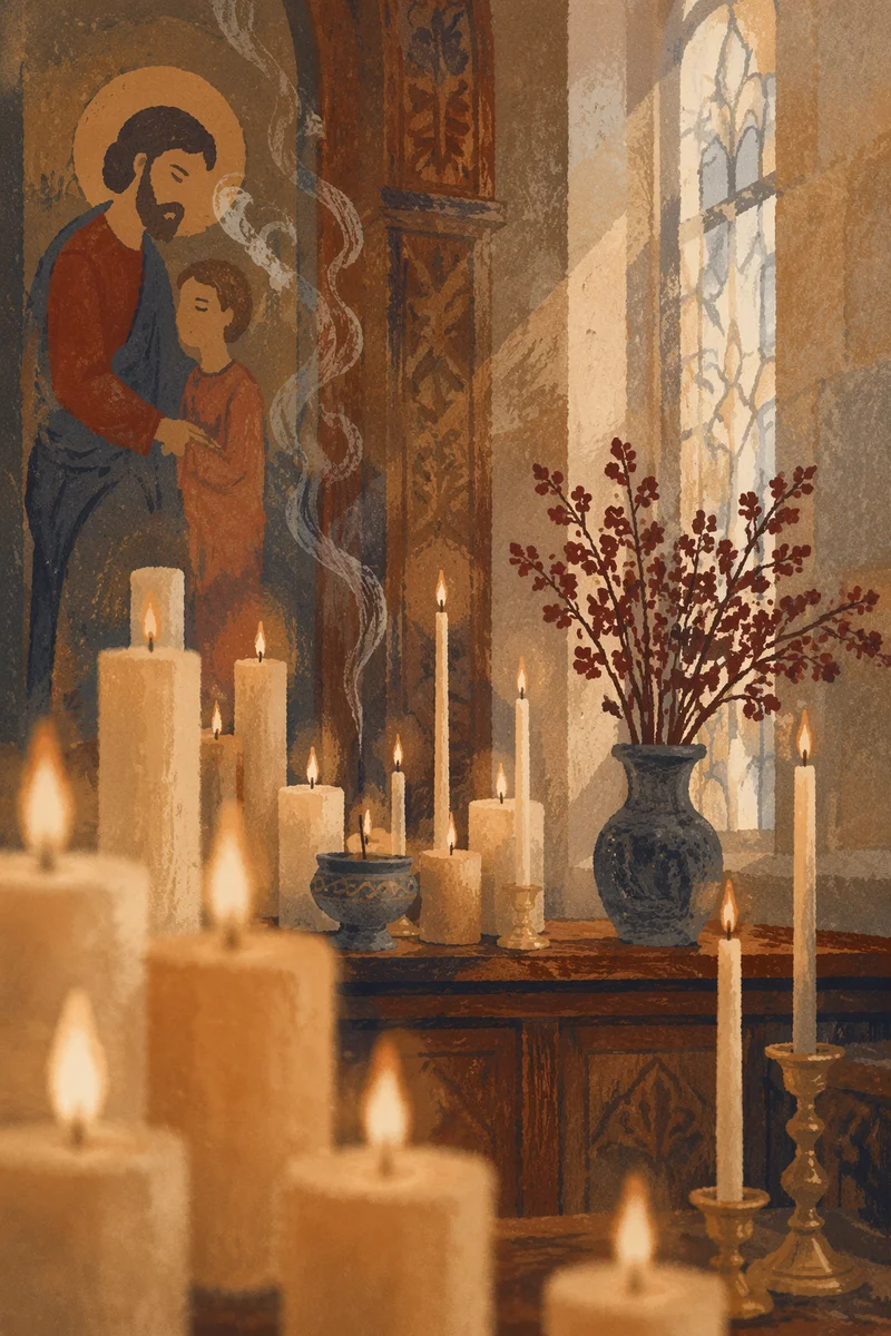Warm Church Candle Bokeh Background